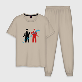 Мужская пижама хлопок с принтом Depeche Mode   Get The Balance Right в Санкт-Петербурге, 100% хлопок | брюки и футболка прямого кроя, без карманов, на брюках мягкая резинка на поясе и по низу штанин
 | 
