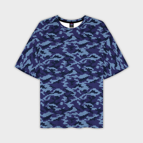 Мужская футболка oversize 3D с принтом Камуфляж охрана синий в Петрозаводске,  |  | Тематика изображения на принте: 