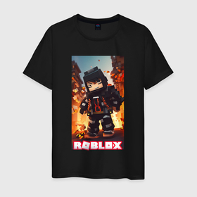 Мужская футболка хлопок с принтом Roblox rapper в Кировске, 100% хлопок | прямой крой, круглый вырез горловины, длина до линии бедер, слегка спущенное плечо. | 