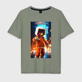 Мужская футболка хлопок Oversize с принтом Roblox orange man в Петрозаводске, 100% хлопок | свободный крой, круглый ворот, “спинка” длиннее передней части | 