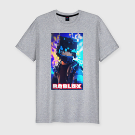 Мужская футболка хлопок Slim с принтом Roblox cyberpunk style , 92% хлопок, 8% лайкра | приталенный силуэт, круглый вырез ворота, длина до линии бедра, короткий рукав | 