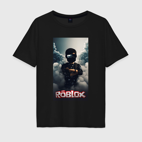 Мужская футболка хлопок Oversize с принтом Roblox dark  man в Белгороде, 100% хлопок | свободный крой, круглый ворот, “спинка” длиннее передней части | Тематика изображения на принте: 