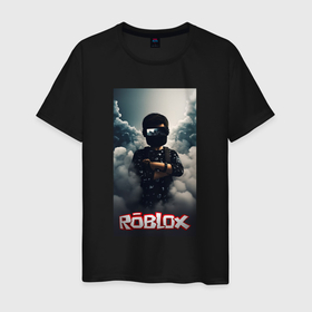 Мужская футболка хлопок с принтом Roblox dark  man в Белгороде, 100% хлопок | прямой крой, круглый вырез горловины, длина до линии бедер, слегка спущенное плечо. | Тематика изображения на принте: 