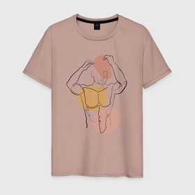 Мужская футболка хлопок с принтом Мужчина линиями лайн арт в Екатеринбурге, 100% хлопок | прямой крой, круглый вырез горловины, длина до линии бедер, слегка спущенное плечо. | 
