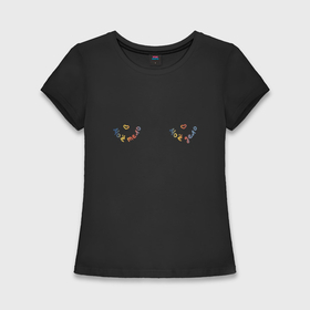Женская футболка хлопок Slim с принтом Радужная грудь с сердцами в Тюмени,  |  | Тематика изображения на принте: 