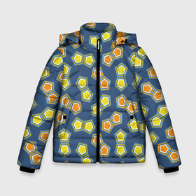 Зимняя куртка для мальчиков 3D с принтом Желто оранжевая мозаика на синем фоне в Новосибирске, ткань верха — 100% полиэстер; подклад — 100% полиэстер, утеплитель — 100% полиэстер | длина ниже бедра, удлиненная спинка, воротник стойка и отстегивающийся капюшон. Есть боковые карманы с листочкой на кнопках, утяжки по низу изделия и внутренний карман на молнии. 

Предусмотрены светоотражающий принт на спинке, радужный светоотражающий элемент на пуллере молнии и на резинке для утяжки | 