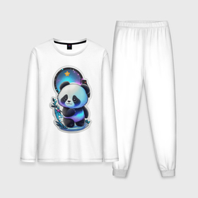 Мужская пижама с лонгсливом хлопок с принтом Стикер: милый панда в Кировске,  |  | 