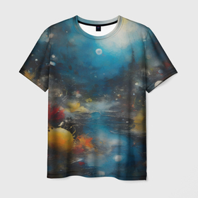 Мужская футболка 3D с принтом Абстрактная живопись в стиле импрессионизма в Курске, 100% полиэфир | прямой крой, круглый вырез горловины, длина до линии бедер | 