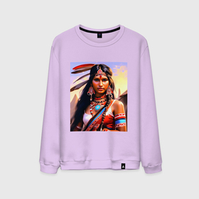 Мужской свитшот хлопок с принтом Индейская девушка с племени в Екатеринбурге, 100% хлопок |  | 