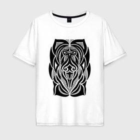 Мужская футболка хлопок Oversize с принтом Tribal Abstract Mask в Петрозаводске, 100% хлопок | свободный крой, круглый ворот, “спинка” длиннее передней части | 