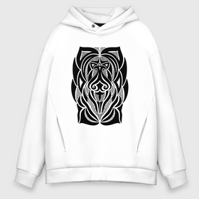 Мужское худи Oversize хлопок с принтом Tribal Abstract Mask в Петрозаводске, френч-терри — 70% хлопок, 30% полиэстер. Мягкий теплый начес внутри —100% хлопок | боковые карманы, эластичные манжеты и нижняя кромка, капюшон на магнитной кнопке | 