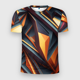 Мужская футболка 3D Slim с принтом Разноцветная  3D геометрия узоров метавселенной в Петрозаводске, 100% полиэстер с улучшенными характеристиками | приталенный силуэт, круглая горловина, широкие плечи, сужается к линии бедра | 