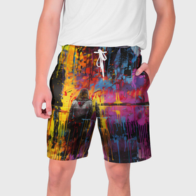 Мужские шорты 3D с принтом Уличное искусство в Тюмени,  полиэстер 100% | прямой крой, два кармана без застежек по бокам. Мягкая трикотажная резинка на поясе, внутри которой широкие завязки. Длина чуть выше колен | 