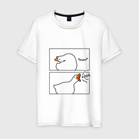 Мужская футболка хлопок с принтом Орущий гусь в Екатеринбурге, 100% хлопок | прямой крой, круглый вырез горловины, длина до линии бедер, слегка спущенное плечо. | 