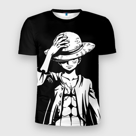 Мужская футболка 3D Slim с принтом Ван пис   Луффи снимает шляпу в Кировске, 100% полиэстер с улучшенными характеристиками | приталенный силуэт, круглая горловина, широкие плечи, сужается к линии бедра | 