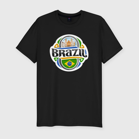 Мужская футболка хлопок Slim с принтом Brazil adventure в Петрозаводске, 92% хлопок, 8% лайкра | приталенный силуэт, круглый вырез ворота, длина до линии бедра, короткий рукав | 