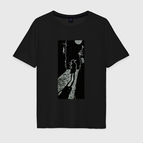 Мужская футболка хлопок Oversize с принтом Wanderer in the Moonlight , 100% хлопок | свободный крой, круглый ворот, “спинка” длиннее передней части | 
