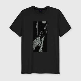 Мужская футболка хлопок Slim с принтом Wanderer in the Moonlight в Тюмени, 92% хлопок, 8% лайкра | приталенный силуэт, круглый вырез ворота, длина до линии бедра, короткий рукав | 