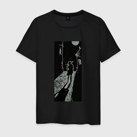 Мужская футболка хлопок с принтом Wanderer in the Moonlight в Белгороде, 100% хлопок | прямой крой, круглый вырез горловины, длина до линии бедер, слегка спущенное плечо. | 