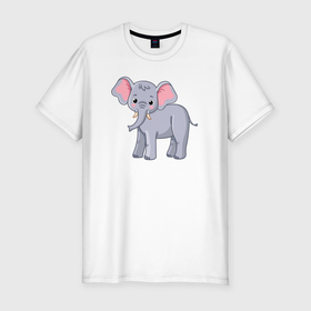 Мужская футболка хлопок Slim с принтом Сute elephant в Новосибирске, 92% хлопок, 8% лайкра | приталенный силуэт, круглый вырез ворота, длина до линии бедра, короткий рукав | 