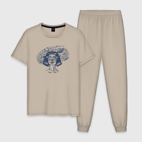 Мужская пижама хлопок с принтом Space mind в Тюмени, 100% хлопок | брюки и футболка прямого кроя, без карманов, на брюках мягкая резинка на поясе и по низу штанин
 | Тематика изображения на принте: 