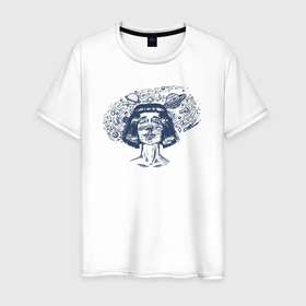 Мужская футболка хлопок с принтом Space mind в Тюмени, 100% хлопок | прямой крой, круглый вырез горловины, длина до линии бедер, слегка спущенное плечо. | Тематика изображения на принте: 