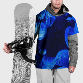 Накидка на куртку 3D с принтом медузы голубого цвета в Екатеринбурге, 100% полиэстер |  | 
