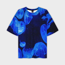 Мужская футболка oversize 3D с принтом медузы голубого цвета в Екатеринбурге,  |  | 