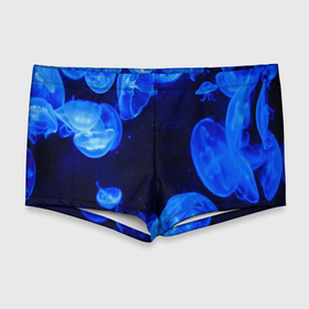 Мужские купальные плавки 3D с принтом медузы голубого цвета в Екатеринбурге, Полиэстер 85%, Спандекс 15% |  | 