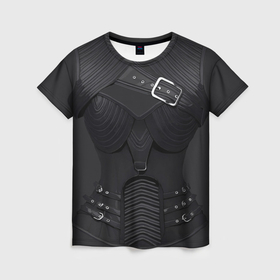 Женская футболка 3D с принтом Кожаная броня корсет в стиле стимпанк в Екатеринбурге, 100% полиэфир ( синтетическое хлопкоподобное полотно) | прямой крой, круглый вырез горловины, длина до линии бедер | 