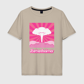 Мужская футболка хлопок Oversize с принтом Розовый гриб   Барбигеймер в Белгороде, 100% хлопок | свободный крой, круглый ворот, “спинка” длиннее передней части | 