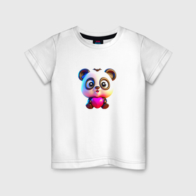 Детская футболка хлопок с принтом Милая панда   нейросеть в Санкт-Петербурге, 100% хлопок | круглый вырез горловины, полуприлегающий силуэт, длина до линии бедер | Тематика изображения на принте: 