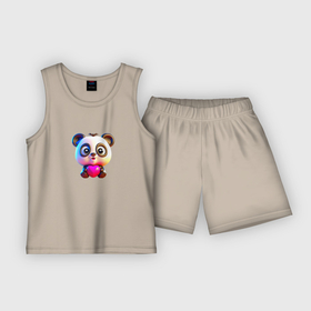 Детская пижама с шортами хлопок с принтом Милая панда   нейросеть ,  |  | 