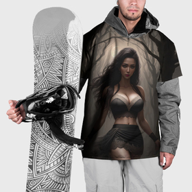 Накидка на куртку 3D с принтом Девушка в черном белье в Санкт-Петербурге, 100% полиэстер |  | Тематика изображения на принте: 