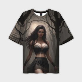 Мужская футболка oversize 3D с принтом Девушка в черном белье в Ухте,  |  | 