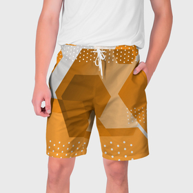 Мужские шорты 3D с принтом Яркий геометрический декоративный фон в Екатеринбурге,  полиэстер 100% | прямой крой, два кармана без застежек по бокам. Мягкая трикотажная резинка на поясе, внутри которой широкие завязки. Длина чуть выше колен | 