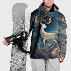 Накидка на куртку 3D с принтом Бело золотой олень в Санкт-Петербурге, 100% полиэстер |  | 