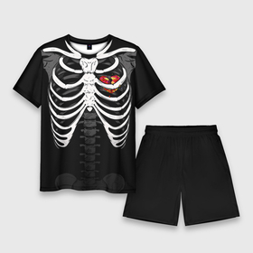 Мужской костюм с шортами 3D с принтом Скелет: ребра с разбитым сердцем в Тюмени,  |  | Тематика изображения на принте: 