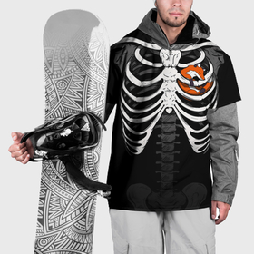 Накидка на куртку 3D с принтом Скелет: ребра с лисой в Тюмени, 100% полиэстер |  | Тематика изображения на принте: 