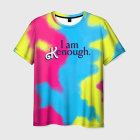 Мужская футболка 3D с принтом I Am Kenough Tie Dye в Кировске, 100% полиэфир | прямой крой, круглый вырез горловины, длина до линии бедер | Тематика изображения на принте: 