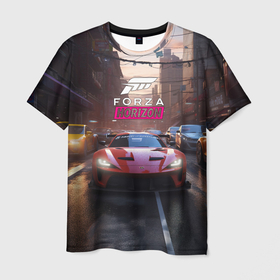 Мужская футболка 3D с принтом Forza Horizon street  racing в Белгороде, 100% полиэфир | прямой крой, круглый вырез горловины, длина до линии бедер | Тематика изображения на принте: 
