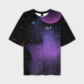 Мужская футболка oversize 3D с принтом Фон космоса звёздное небо в Петрозаводске,  |  | Тематика изображения на принте: 