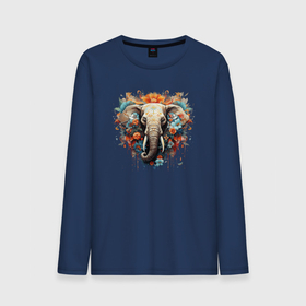 Мужской лонгслив хлопок с принтом Слон в цветах   хиппи арт принт в Курске, 100% хлопок |  | Тематика изображения на принте: 