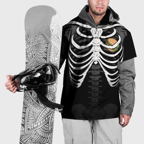 Накидка на куртку 3D с принтом Скелет: ребра и бургер в Тюмени, 100% полиэстер |  | Тематика изображения на принте: 