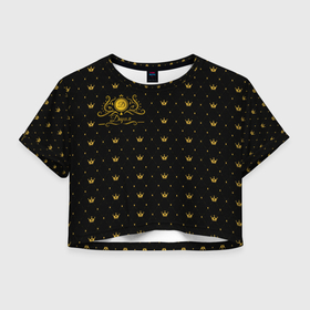 Женская футболка Crop-top 3D с принтом Королевский паттерн   Дарья в Екатеринбурге, 100% полиэстер | круглая горловина, длина футболки до линии талии, рукава с отворотами | 