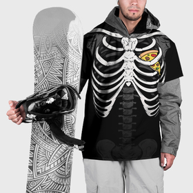 Накидка на куртку 3D с принтом Скелет: ребра с куском пиццы в Новосибирске, 100% полиэстер |  | 