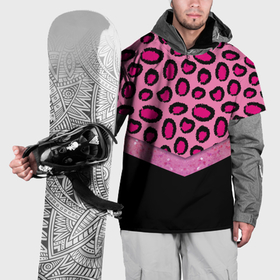 Накидка на куртку 3D с принтом Розовый леопард и блестки принт в Екатеринбурге, 100% полиэстер |  | 