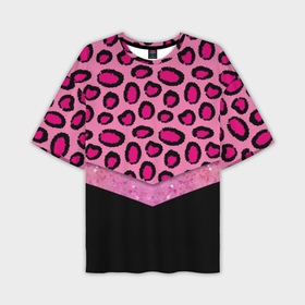 Мужская футболка oversize 3D с принтом Розовый леопард и блестки принт в Курске,  |  | 