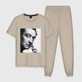 Мужская пижама хлопок с принтом Salvador Dali , 100% хлопок | брюки и футболка прямого кроя, без карманов, на брюках мягкая резинка на поясе и по низу штанин
 | 