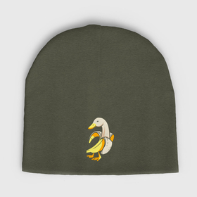 Мужская шапка демисезонная с принтом Банановый гусь в Петрозаводске,  |  | Тематика изображения на принте: 